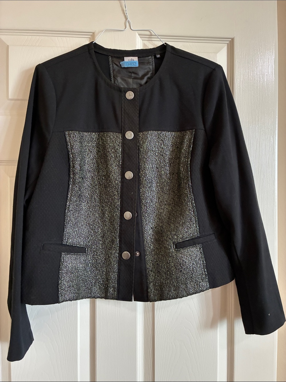 CAbi 3036 Black Blazer with Gray Front Panels